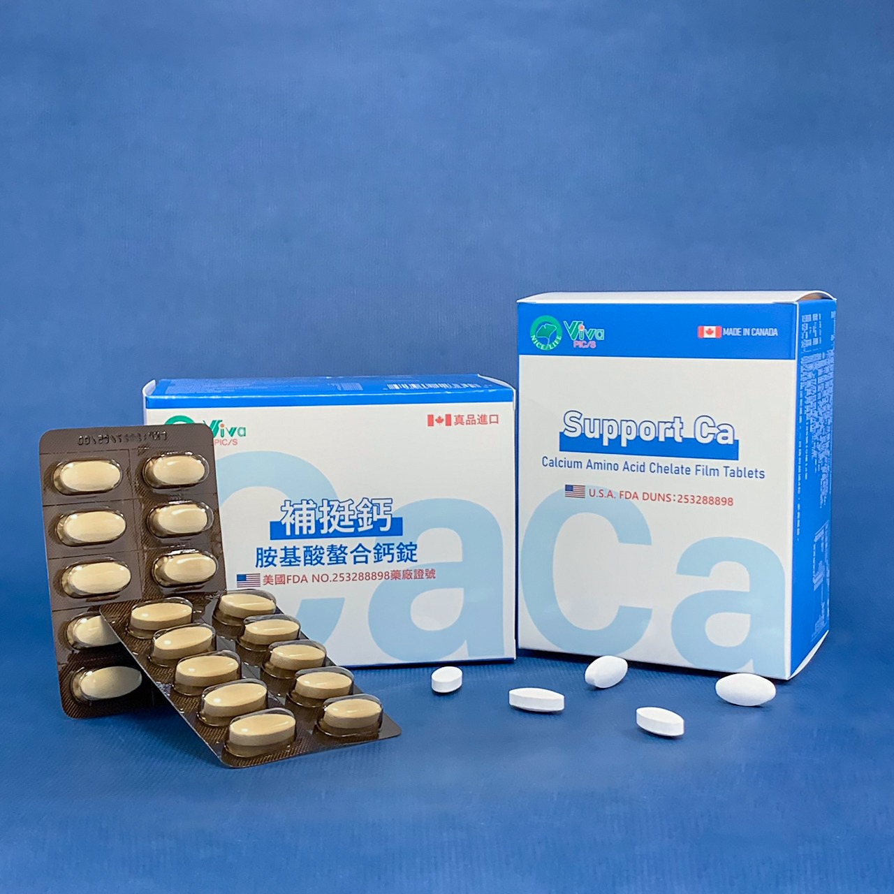 補挺鈣胺基酸螯合鈣　　Support Ca Calcium Amino Acid Chelate Film Tablets
